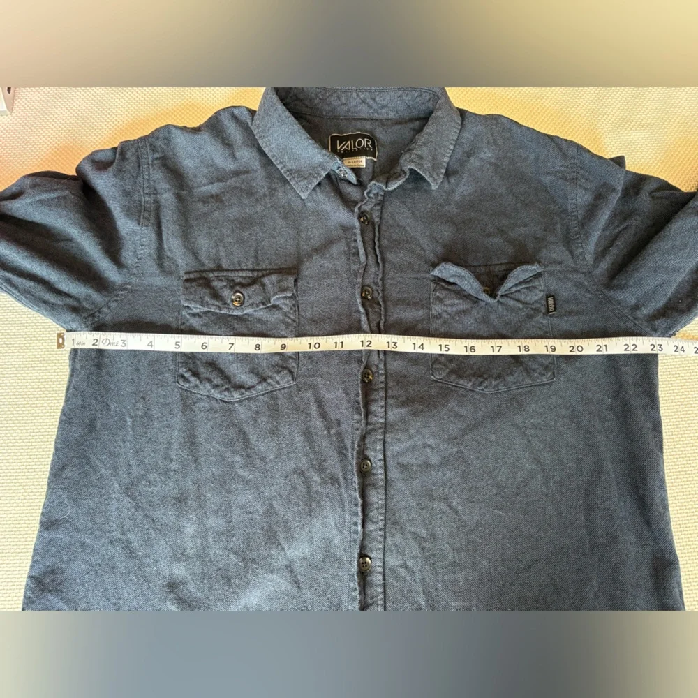 Valor Collective XL Navy Blue 100% Cotton Button Down Long Sleeve